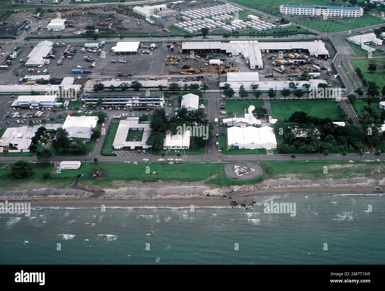 A high angle view of the dispensary, left of center, and surrounding ...