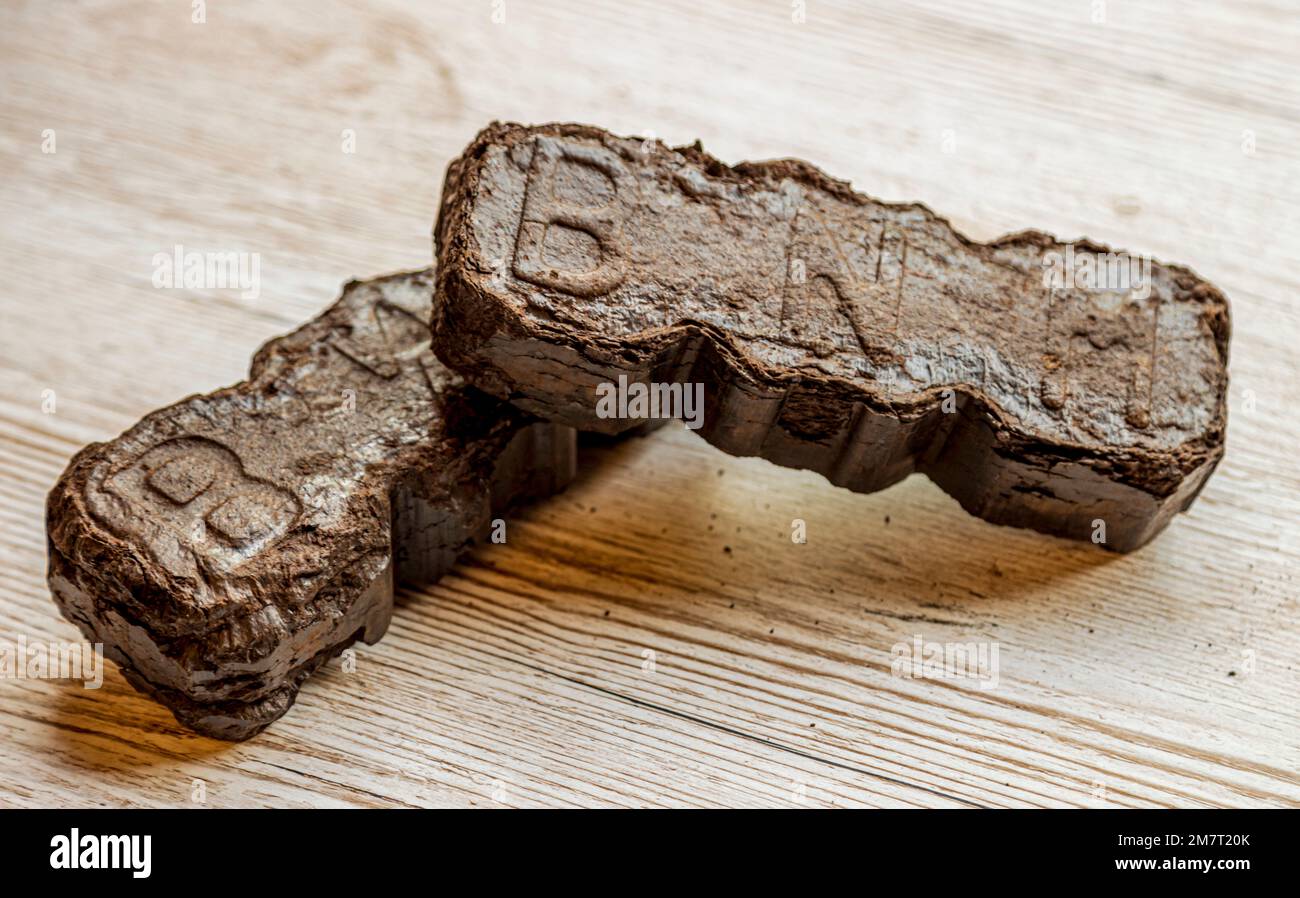 Irish peat briquettes Stock Photo Alamy