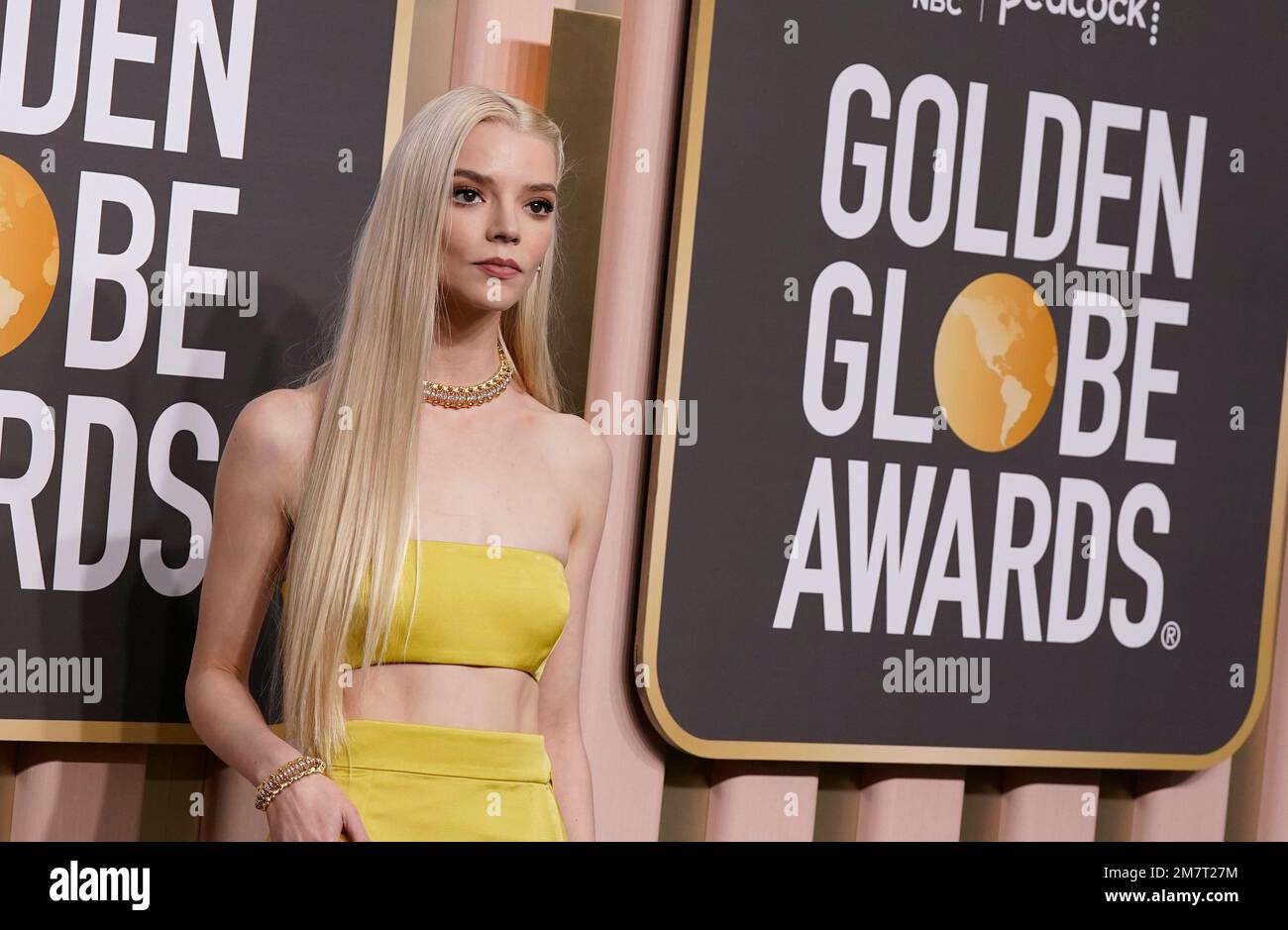 Anya Taylor-Joy arrives at the 80th annual Golden Globe Awards at the