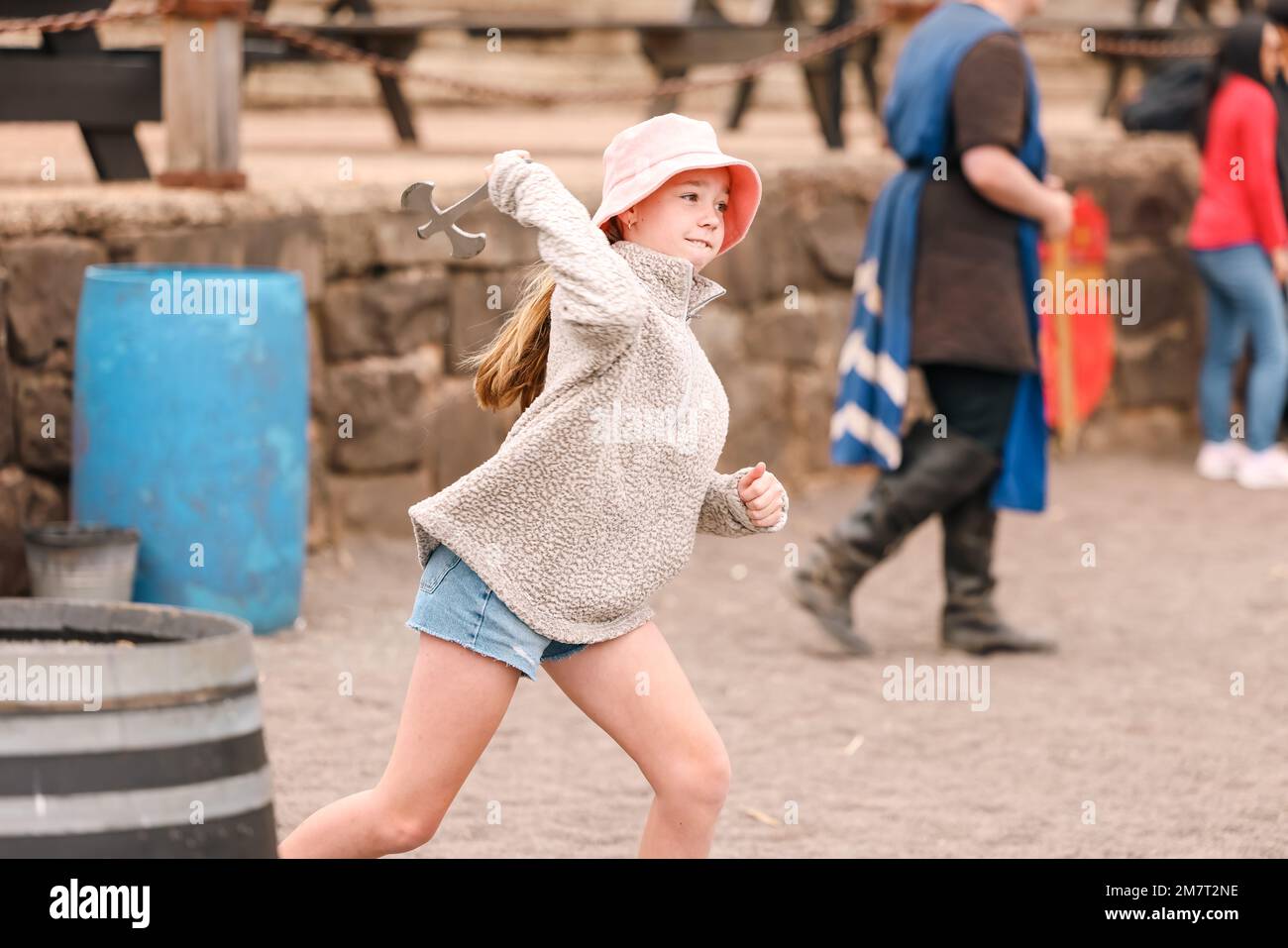 Ballarat, Victoria Australia 4th January 2023 Children axe throwing