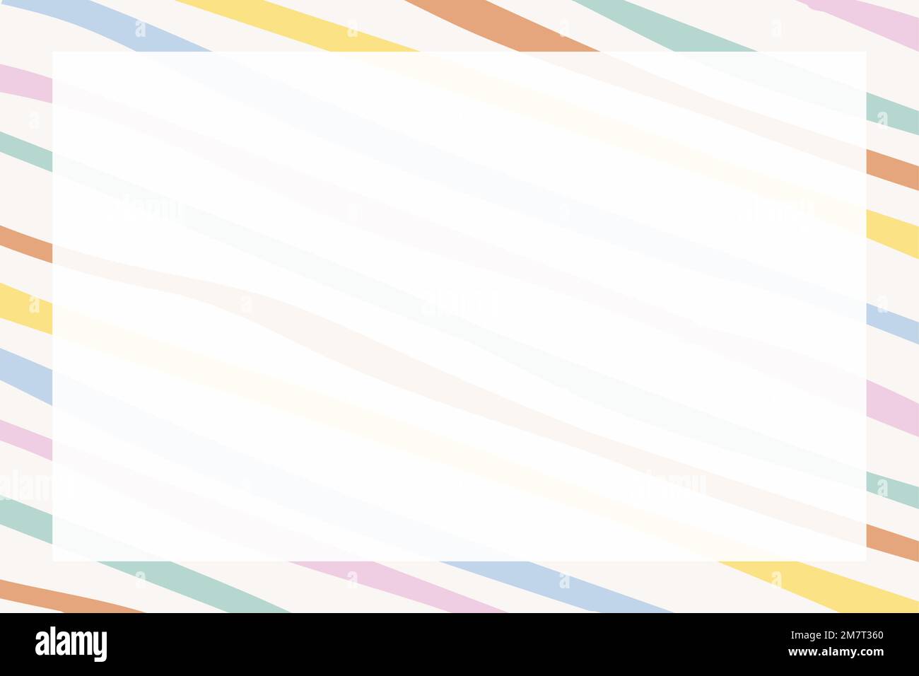 Colorful striped frame vector in cute pastel pattern Stock Vector