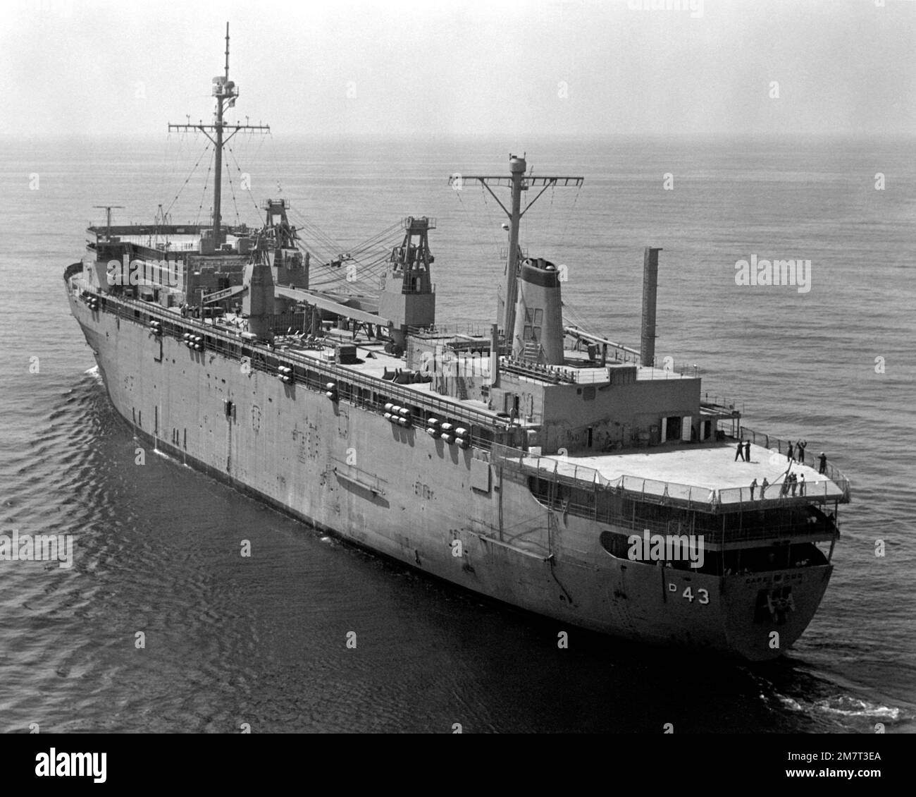 A port quarter view of the destroyer tender USS CAPE COD (AD43