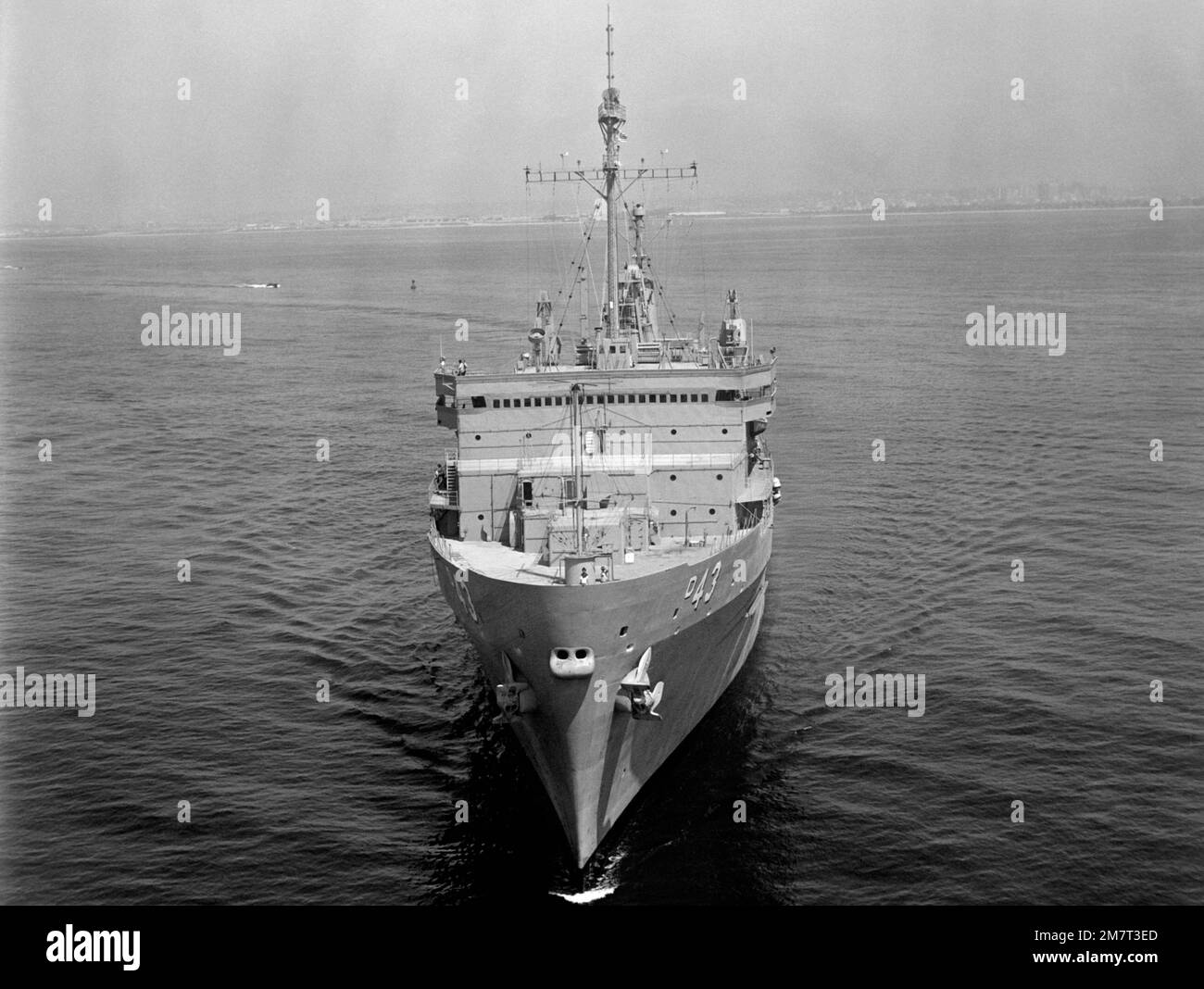 A bow view of the destroyer USS CAPE COD (AD-43) underway. Country ...