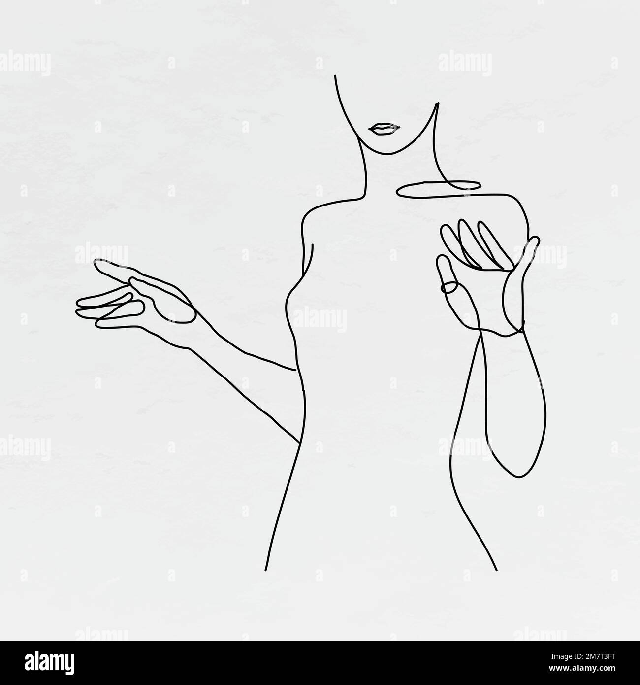 Woman’s body line art vector feminine drawing on gray background Stock