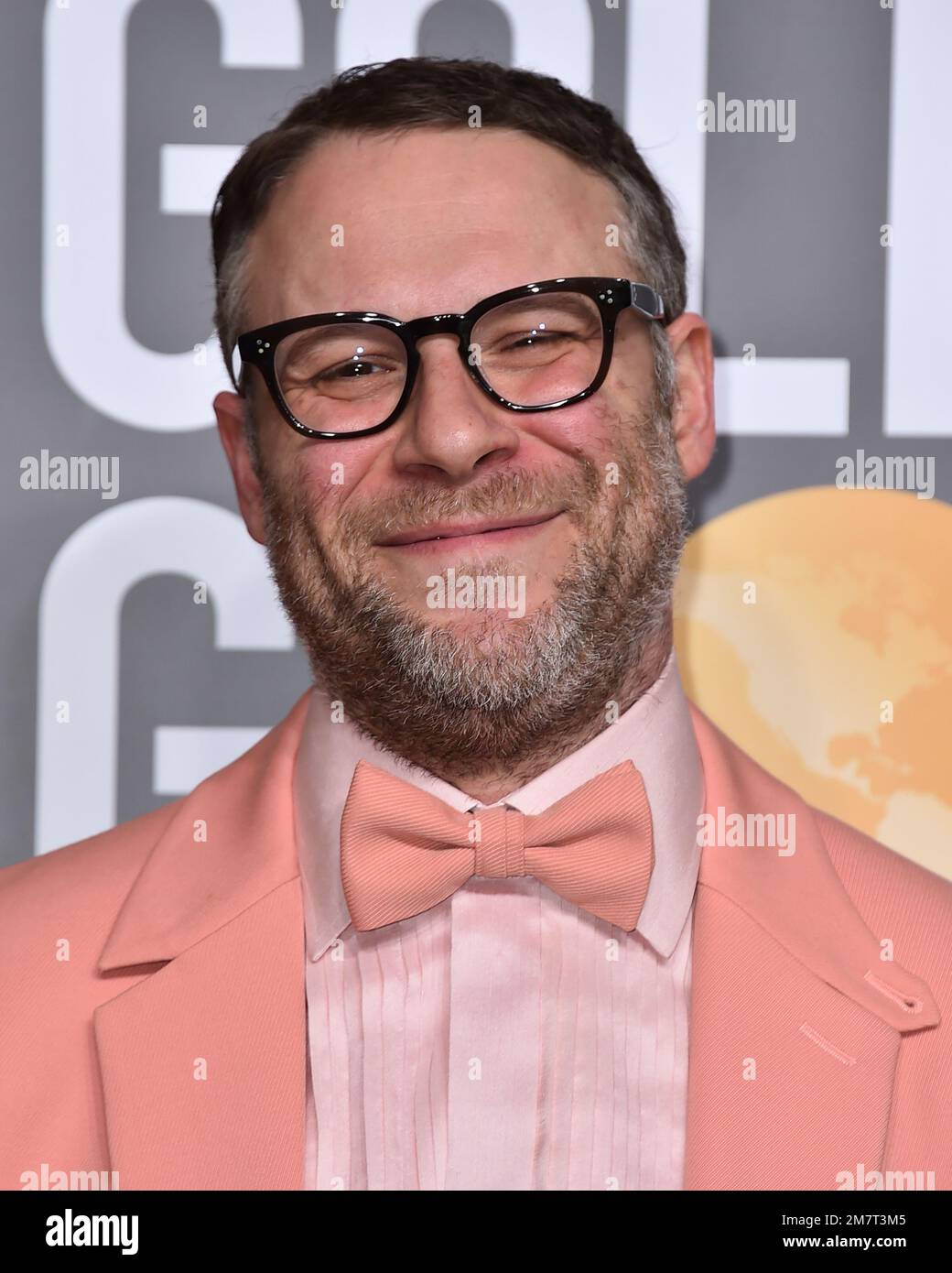 Seth Rogen arrives at the 80th annual Golden Globe Awards at the