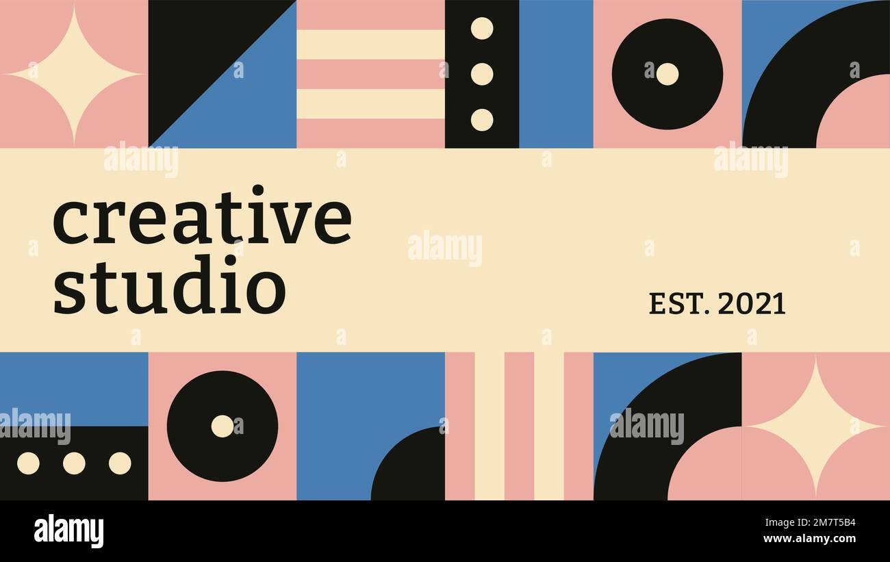 Editable blog banner template vector bauhaus inspired flat design creative studio text Stock Vector