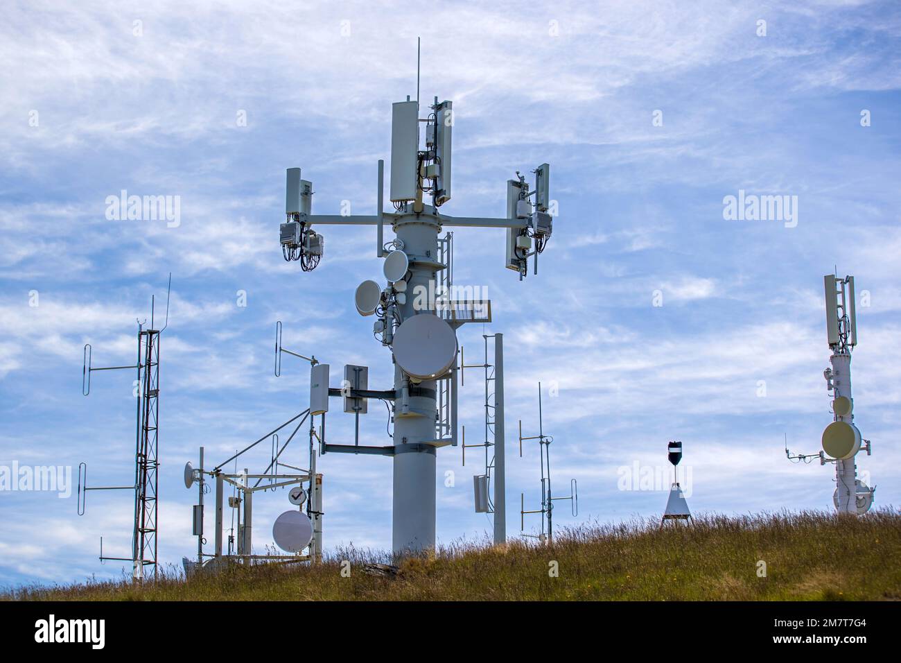 Mobile phone and telecommunication masts, Queenstown, New Zealand, Monday, December 26, 2022. Stock Photo