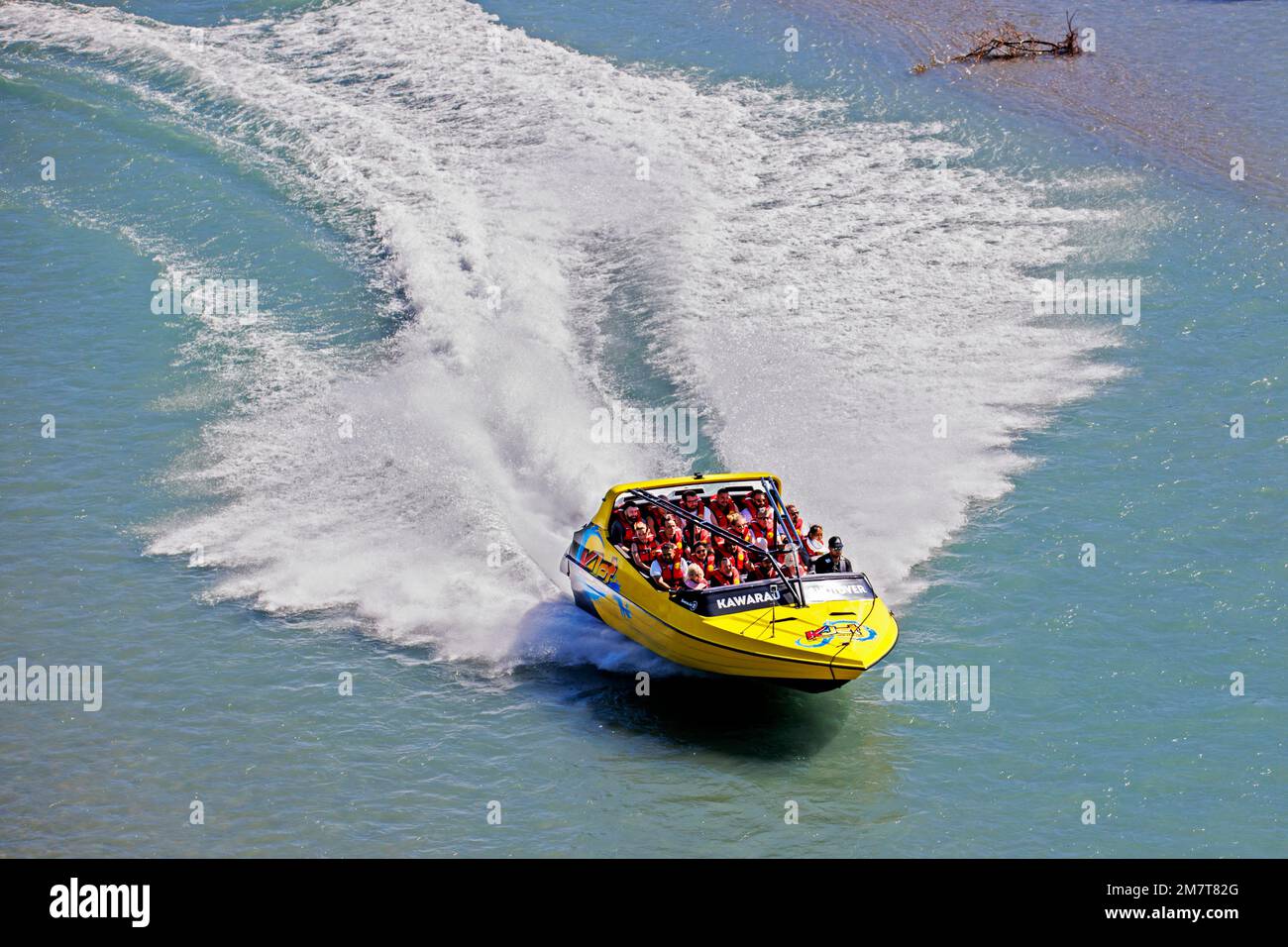 Jetboat on Shotover River, Queenstown, New Zealand, Wednesday, December 28, 2022. Stock Photo