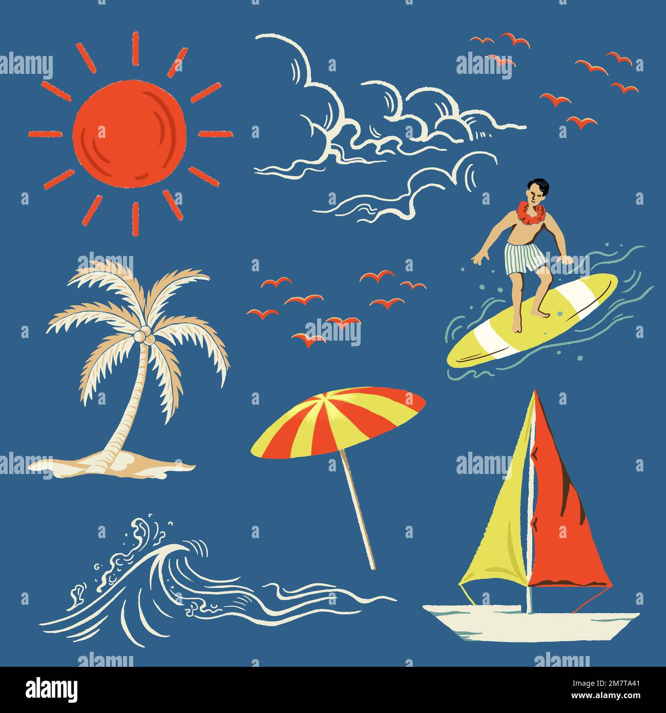 Holiday sticker vector at the beach set Stock Vector Image & Art - Alamy