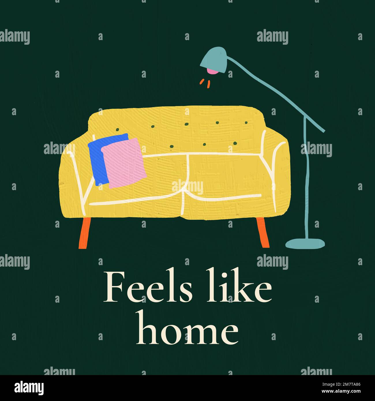 Feels like home template vector for hand drawn interior banner Stock