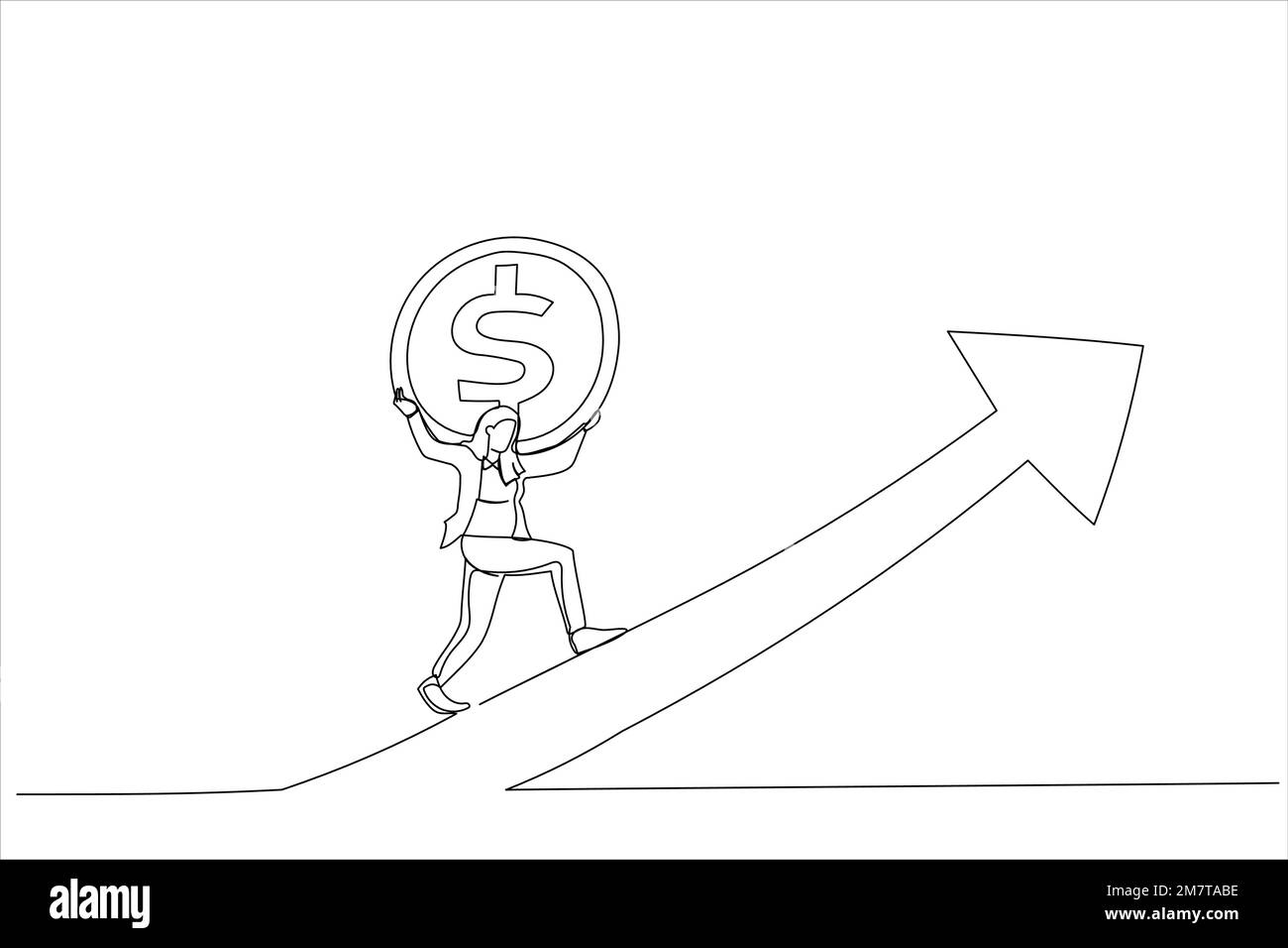 Economic growth cartoon illustration Black and White Stock Photos ...