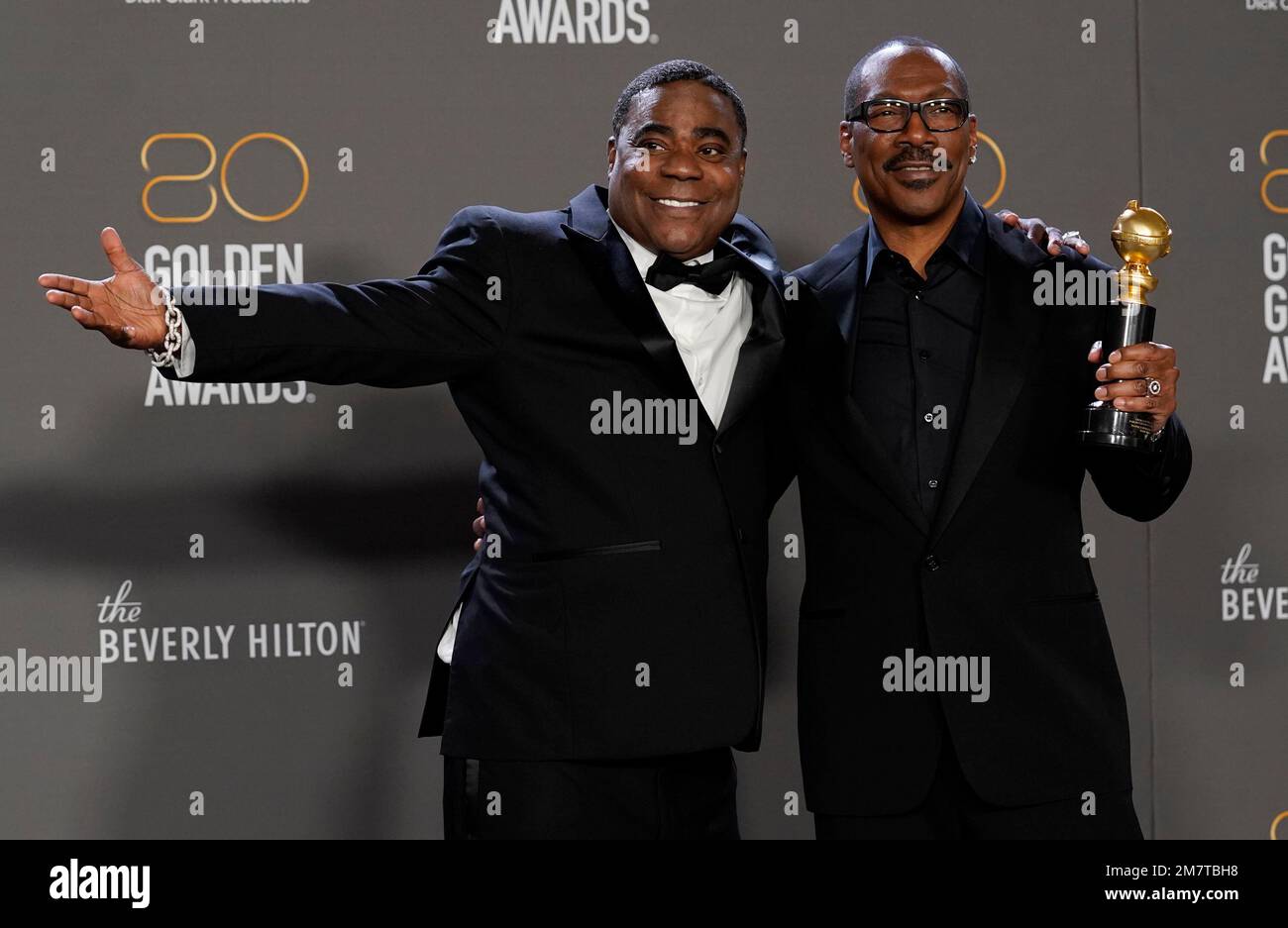 Tracy Morgan, left, poses with Eddie Murphy, recipient of the Cecil B
