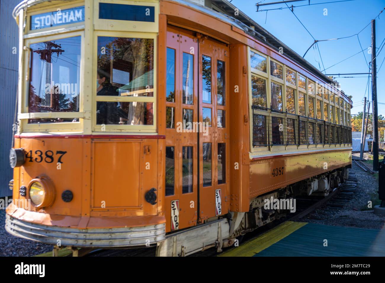 No 4387 trolley car at the Seashore Trolley Museum that takes visitors