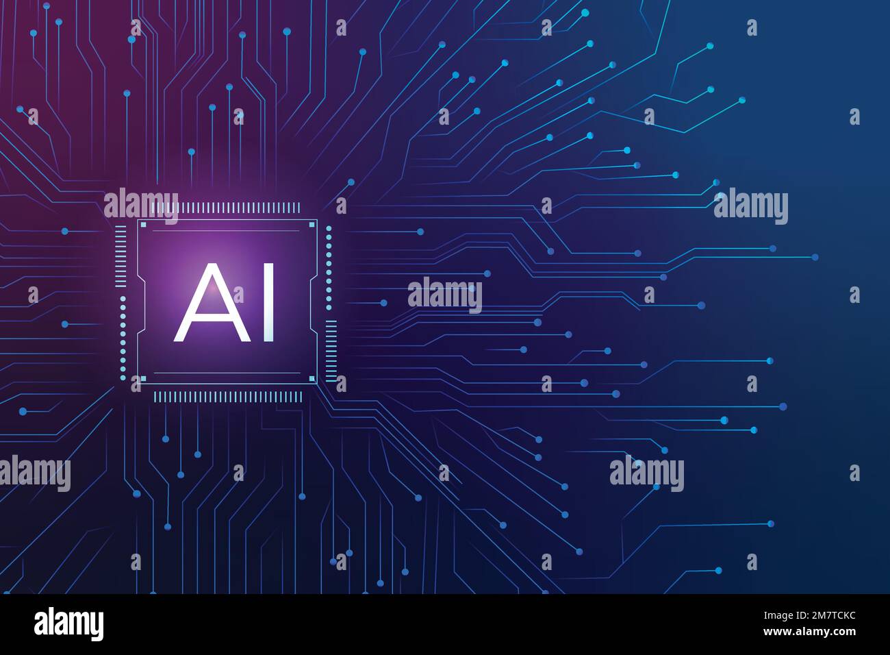 AI technology microchip background vector digital transformation concept Stock Vector