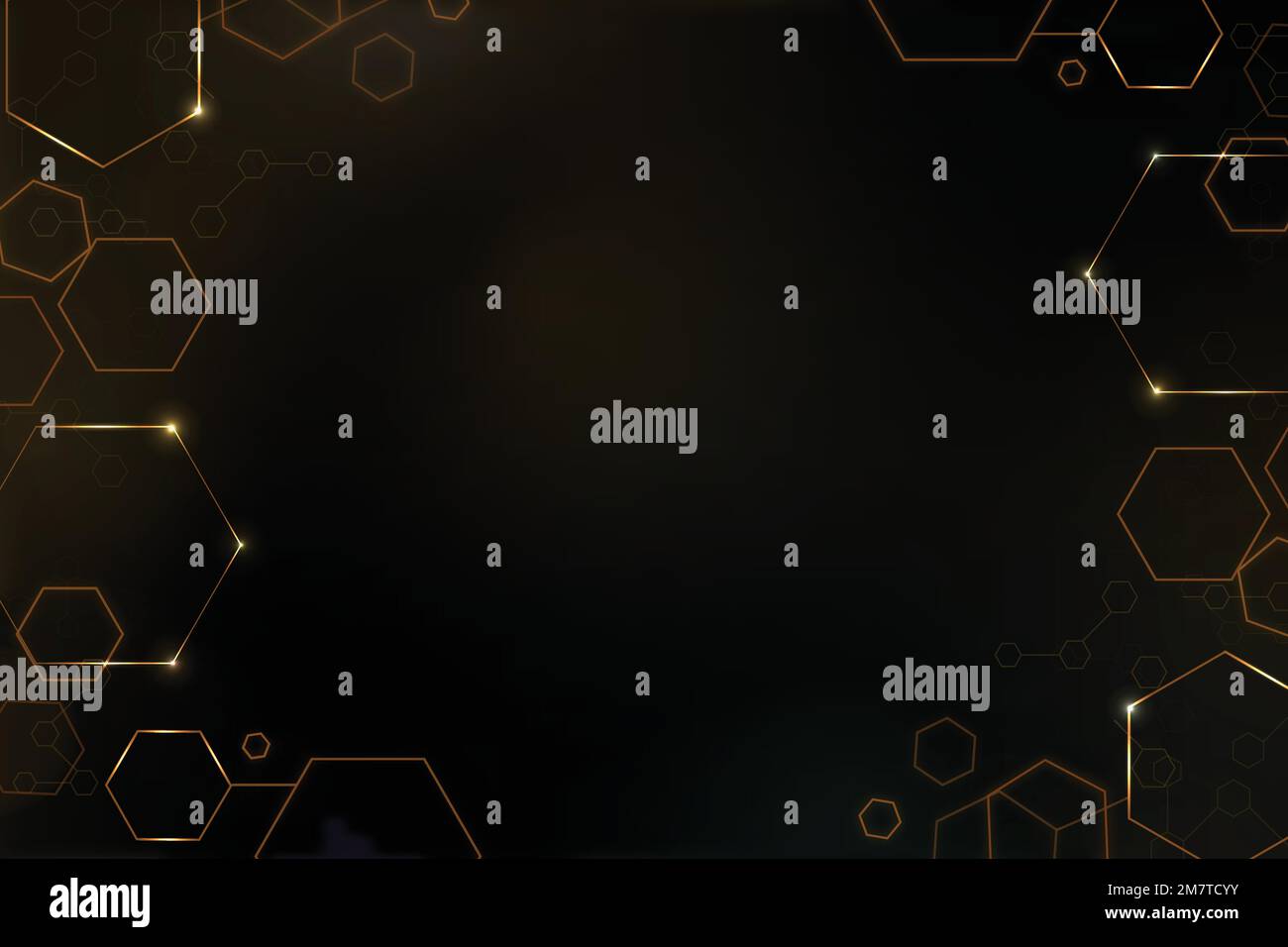 Digital technology background vector with hexagon frame in gold tone ...