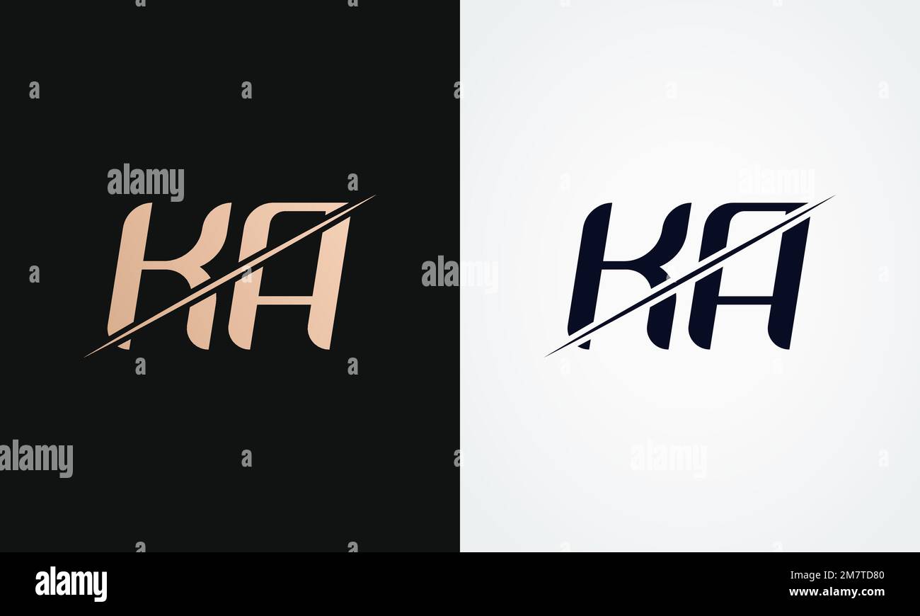 Ka Letter Logo Design Vector Template. Gold And Black Letter Ka Logo Design Stock Vector