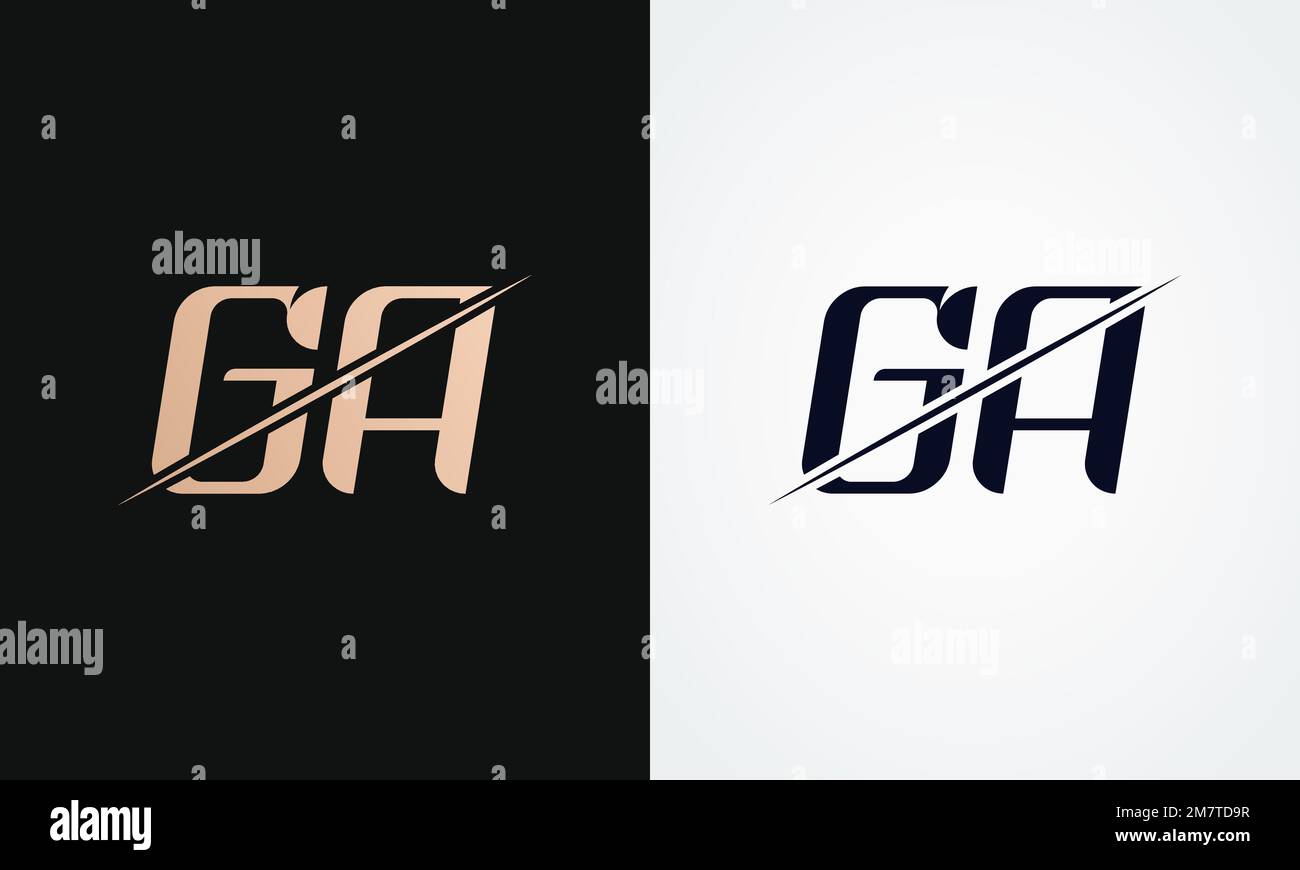 Ga Letter Logo Design Vector Template. Gold And Black Letter Ga Logo