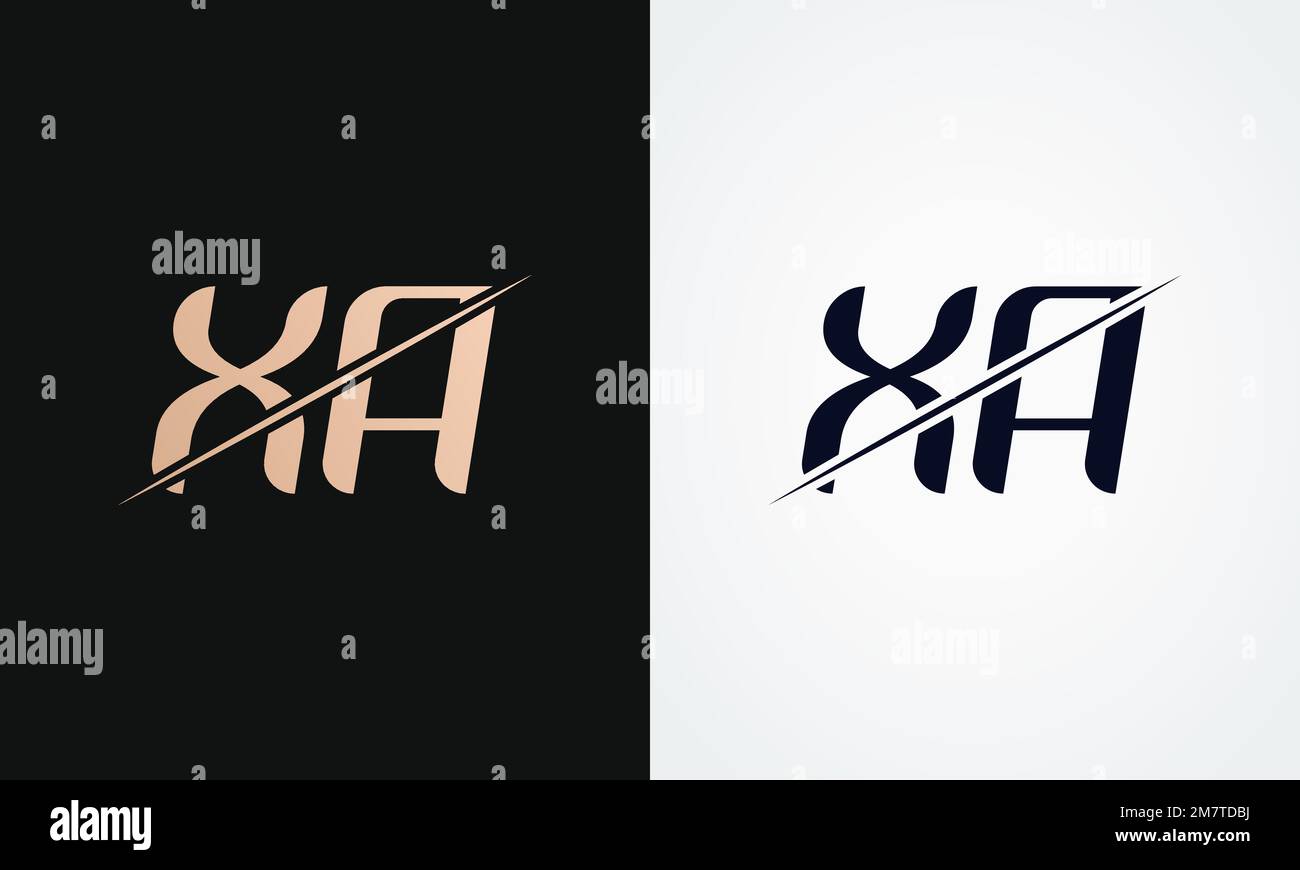 Xa Letter Logo Design Vector Template. Gold And Black Letter Xa Logo Design Stock Vector