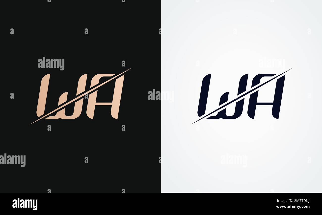Wa Letter Logo Design Vector Template. Gold And Black Letter Wa Logo