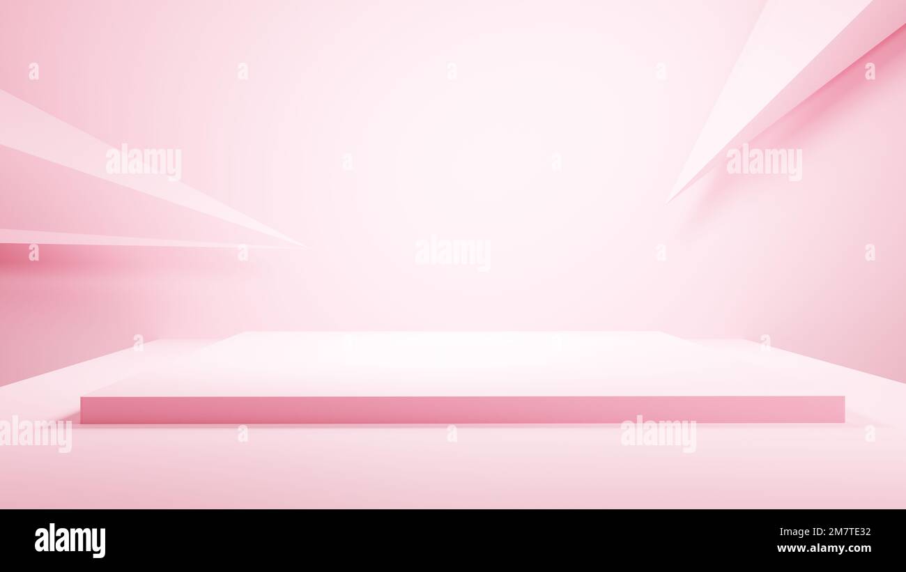 3d rendering of pink abstract geometric background. romantic concept. Scene for advertising, technology, showcase, banner, cosmetic, fashion Stock Photo