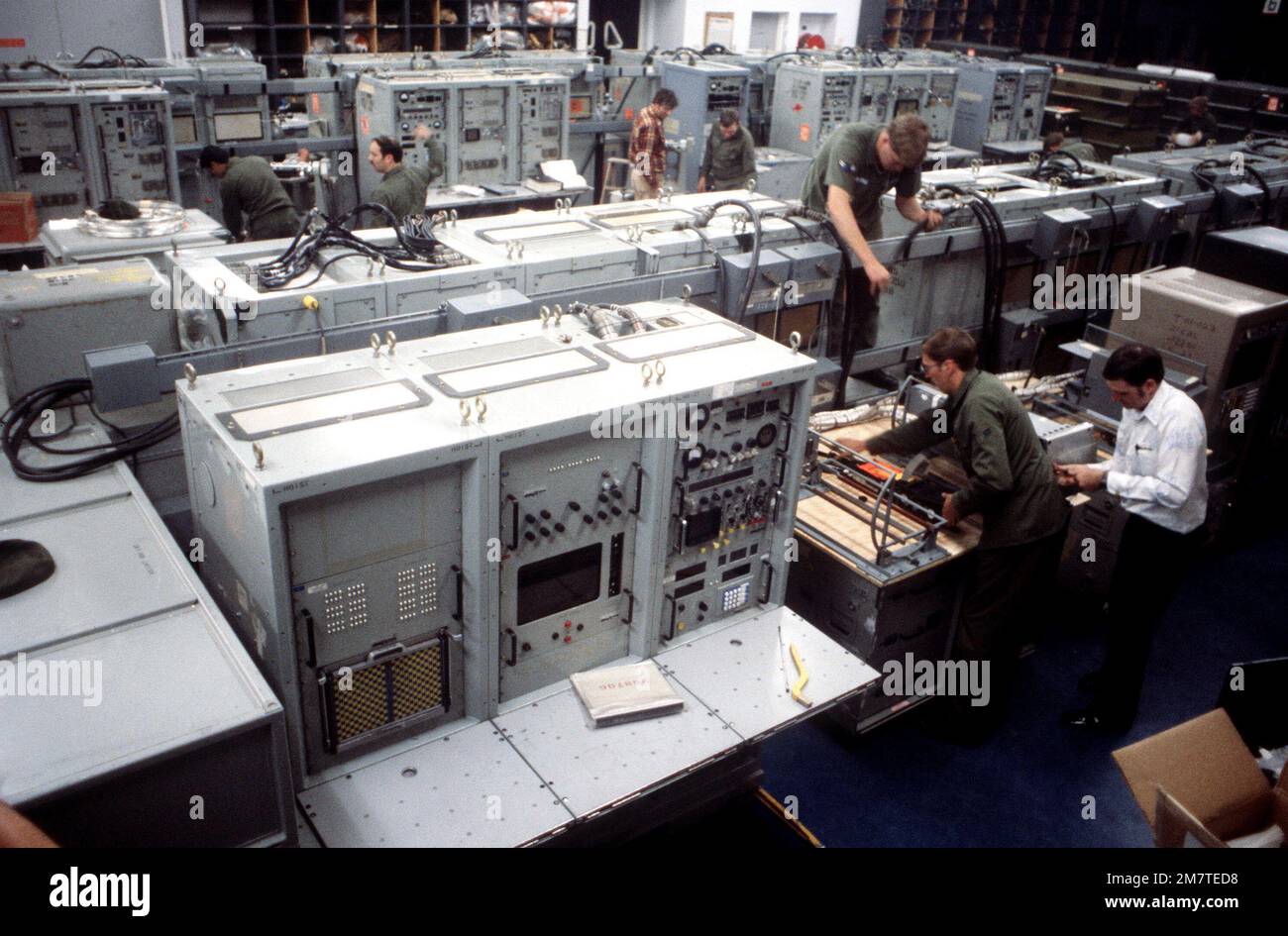 A portable automatic avionics test station is in use, for testing and