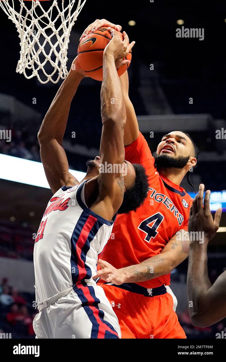 Auburn Forward Johni Broome (4) Blocks A Shot By Mississippi Forward ...