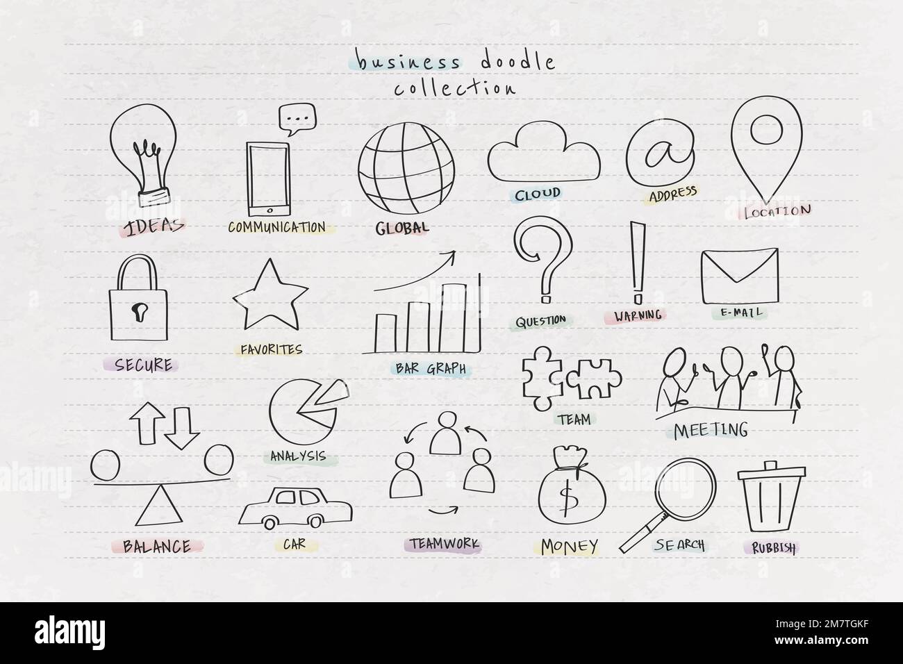 Business doodle collection design vector Stock Vector
