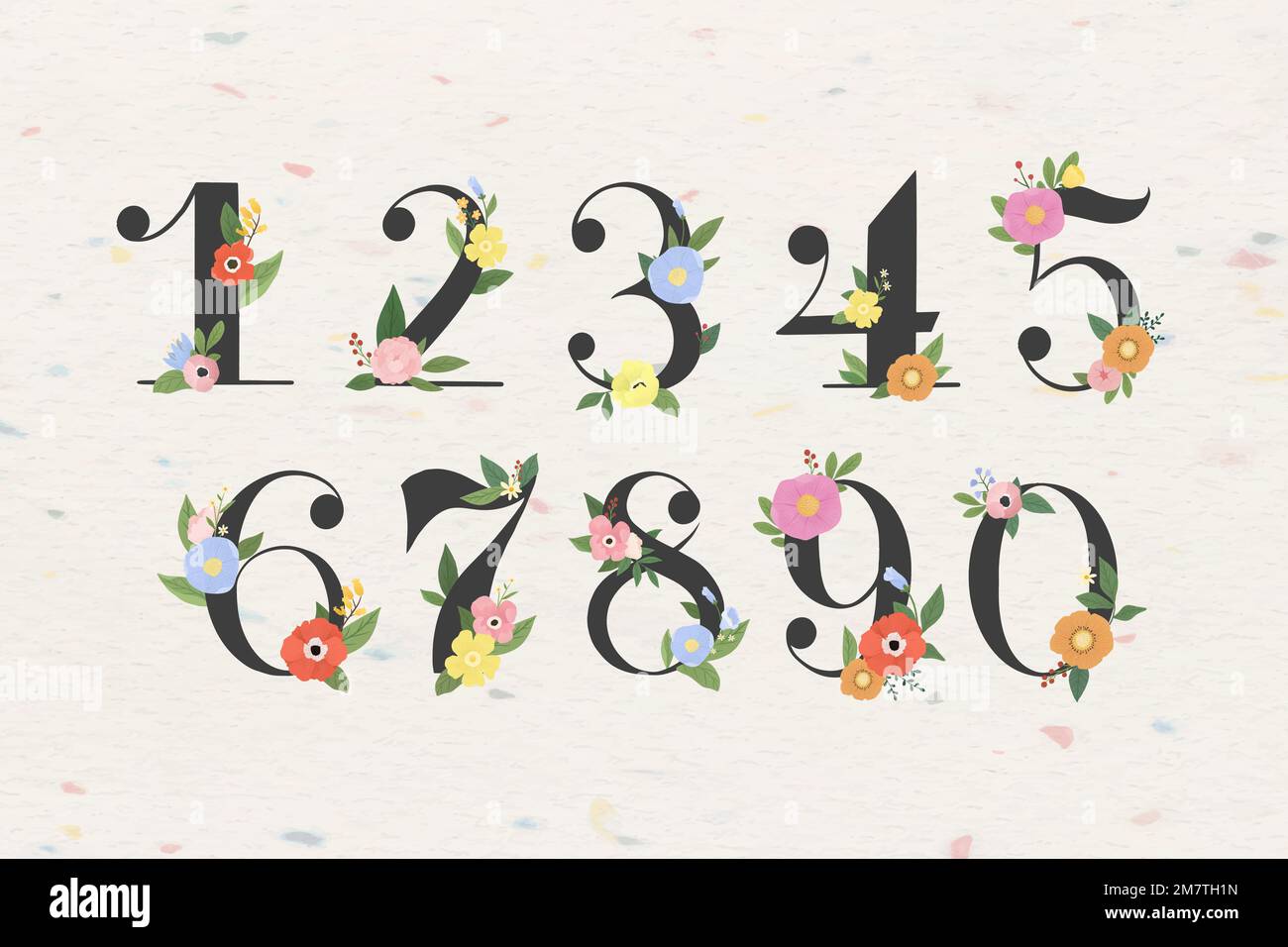 Floral number 0-9 vector set Stock Vector