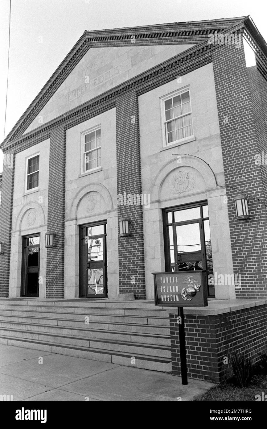 The main entrance to the War Memorial Marine Corps Museum at the Marine