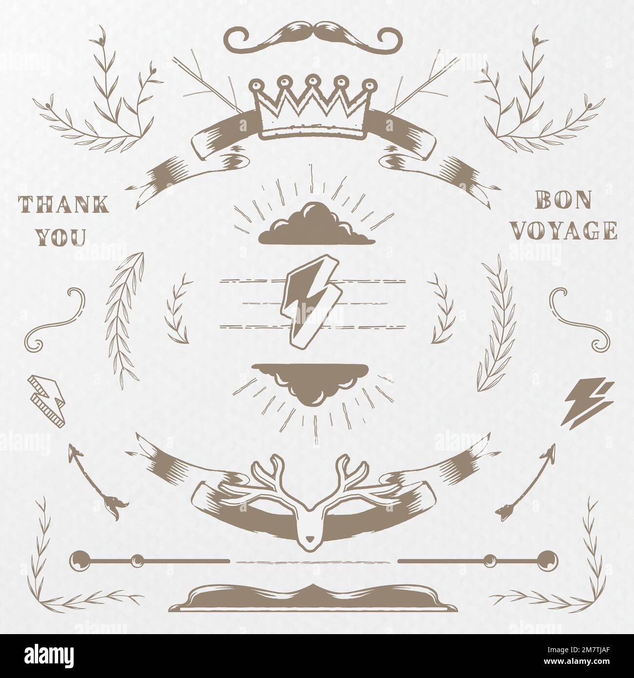 Hand drawn vintage element vector set Stock Vector