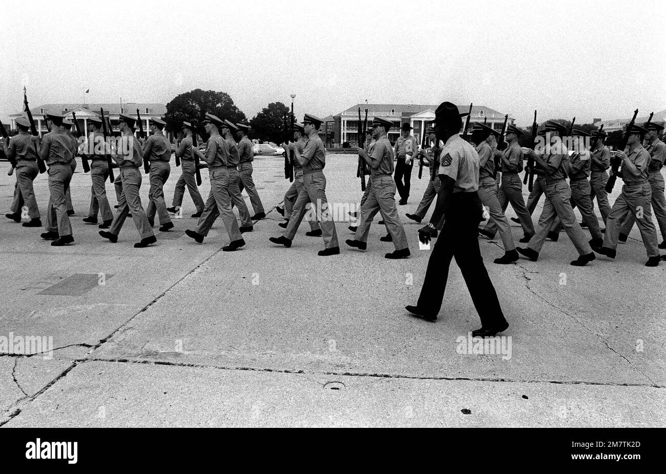 A Marine drill instructor at the Aviation Officer Candidate School