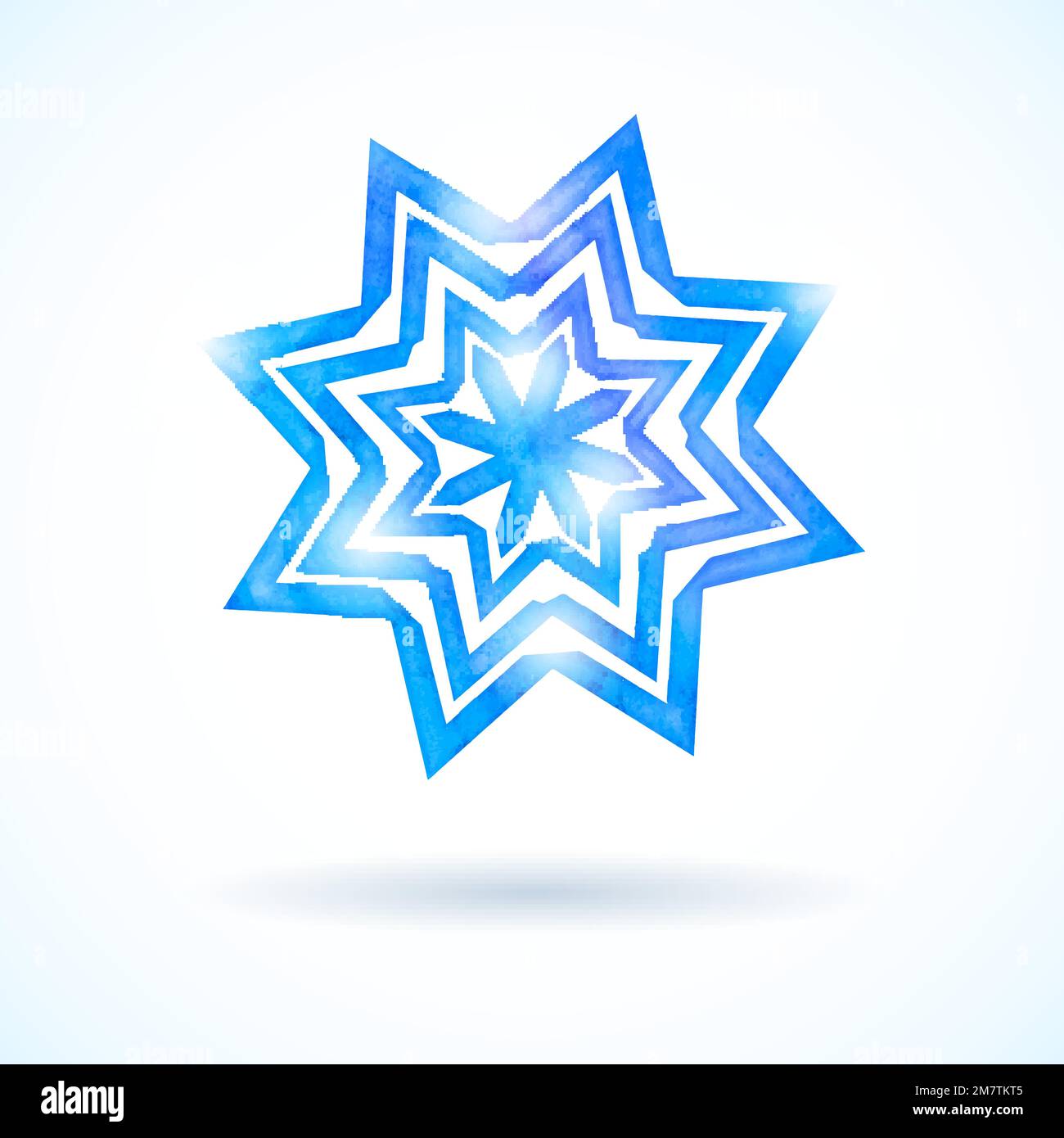 Vector card with shining blue watercolor snowflake Stock Vector