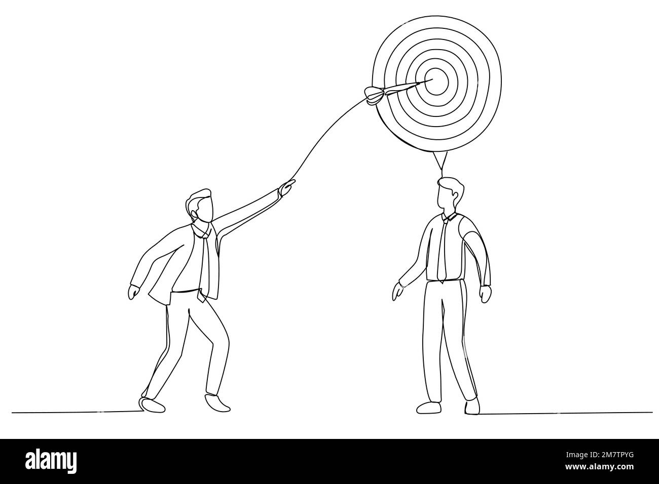 Illustration of Businessman Throw a Dart Into Target On Customer Mind