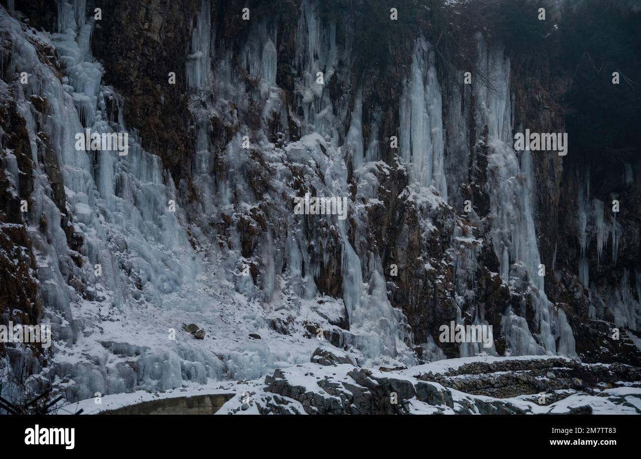 January 10, 2023, Kulgam, Jammu and Kashmir, India A view of partially