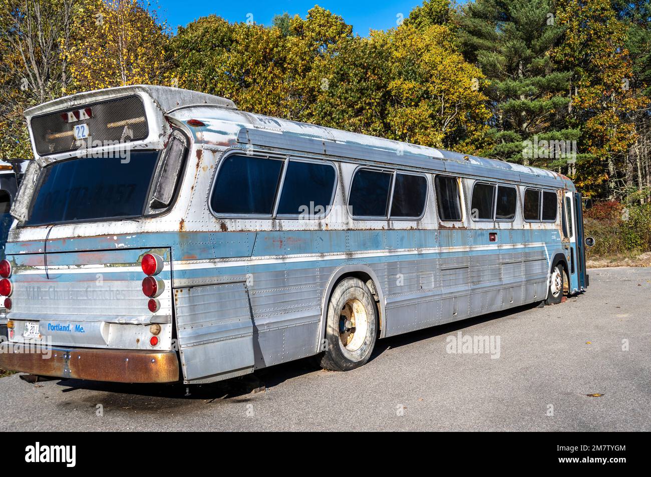 old VIP Charter Coach or Bus used in Portland Maine for mass transit Stock Photo