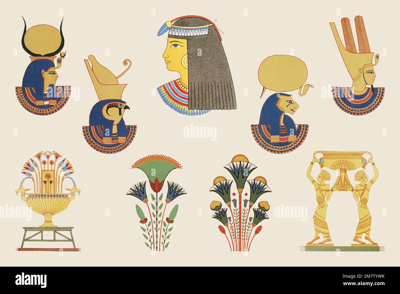 Ancient Egyptian ornamental vector element illustration Stock Vector