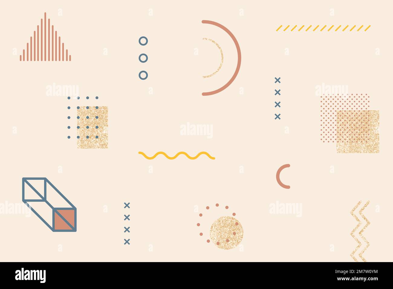 Earth tone Memphis patterned element pack vector Stock Vector