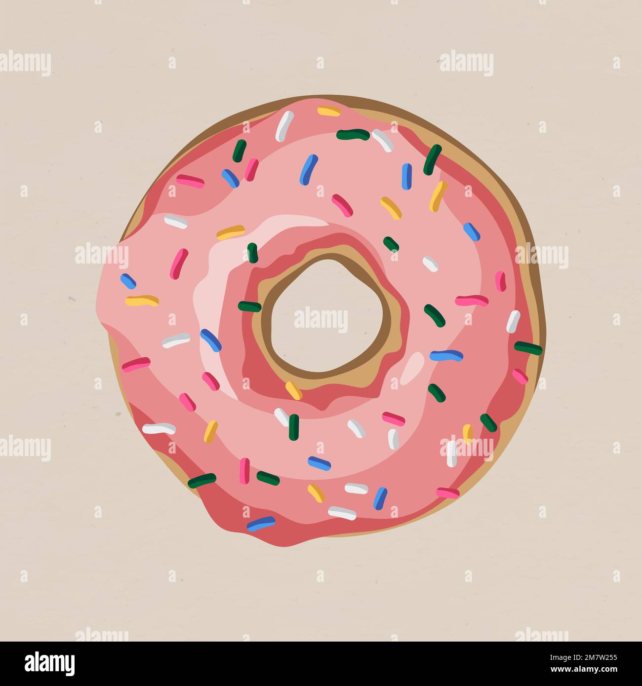 Glazed pink doughnut with sprinkles design element vector Stock Vector ...