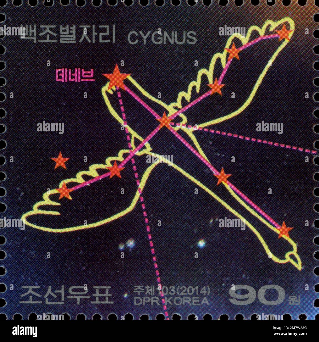 2014 North Korea stamp set. The Milky Way Galaxy. Cygnus