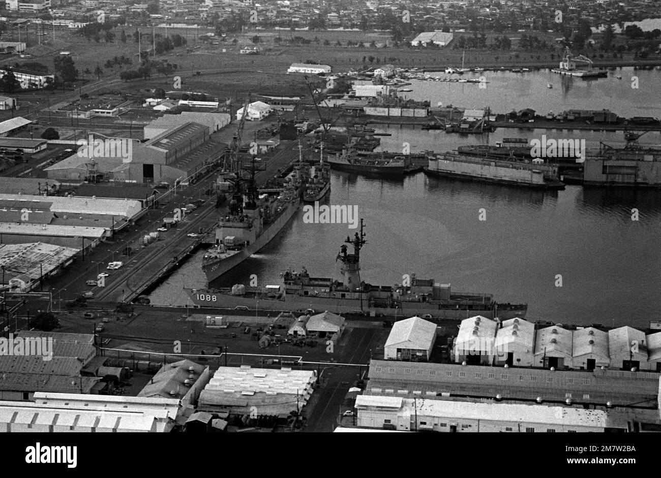 An Aerial View Of The US Naval Ship Repair Facility Moored At The An Aerial View Of The US Naval Ship Repair Facility Moored At The