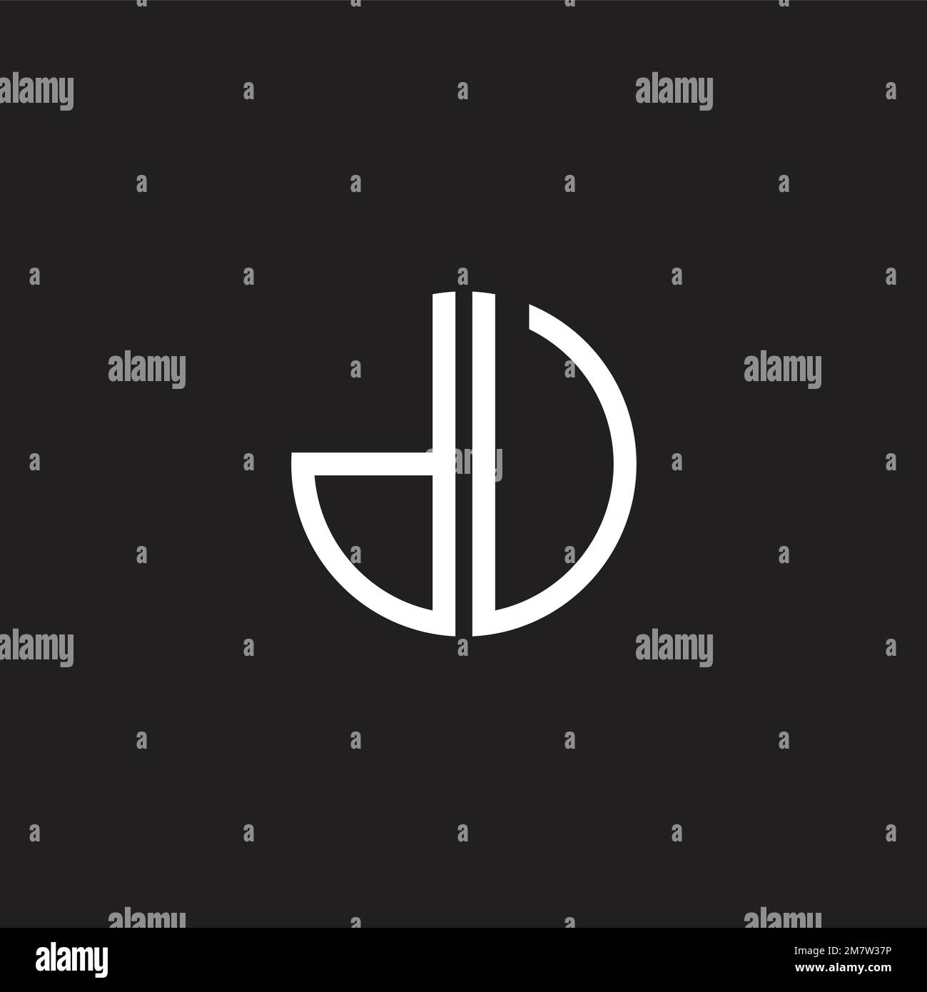 letter dv thin line geometric round logo vector Stock Vector