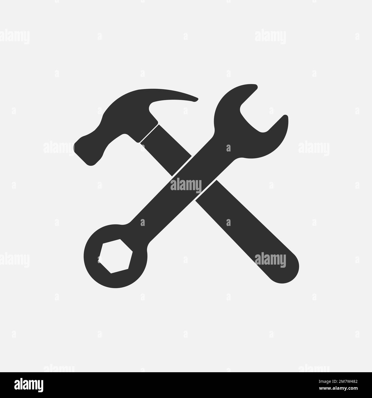 Crossed hammer spanner tools icon hires stock photography and images