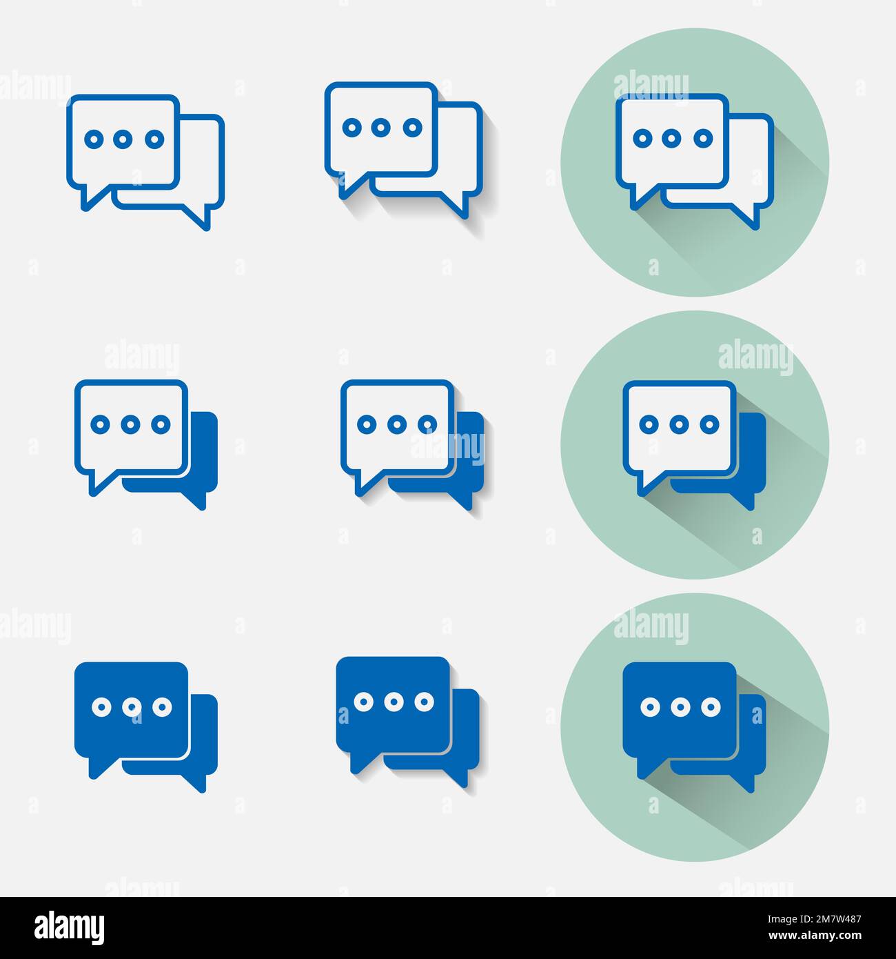 Chat Icon set isolated on grey background. Collection speech bubbles ...