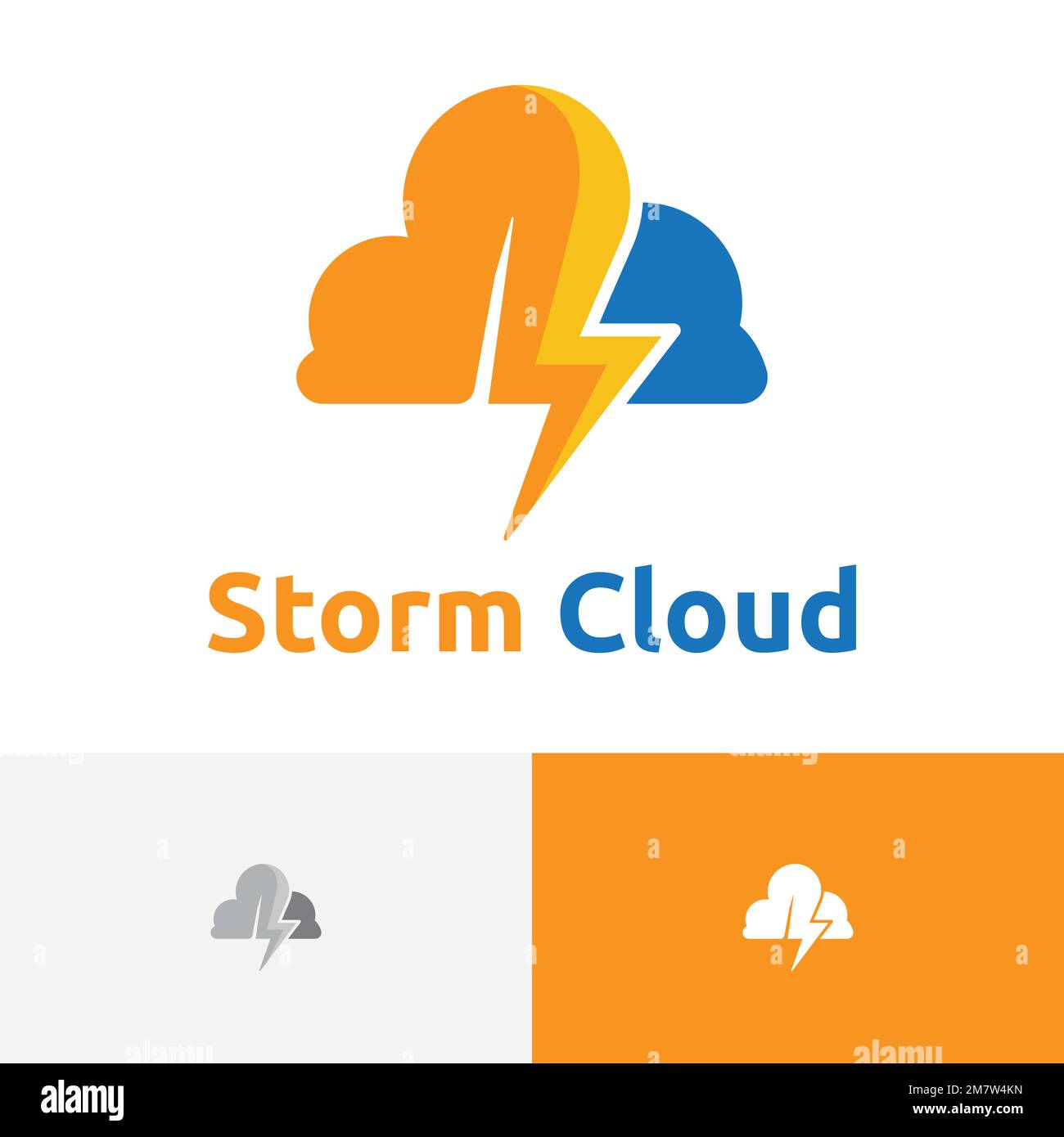 Storm Cloud Thunder Storm Nature Tech Logo Stock Vector