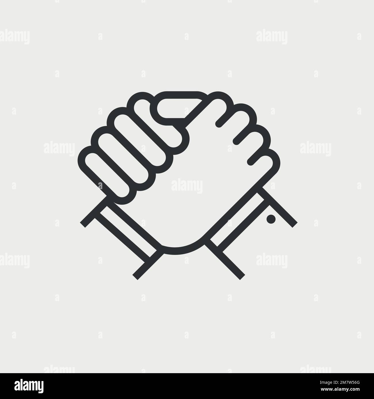 Handshake of business partners. Human greeting. Arm wrestling symbol. Vector illustration. Eps 10. Stock Vector