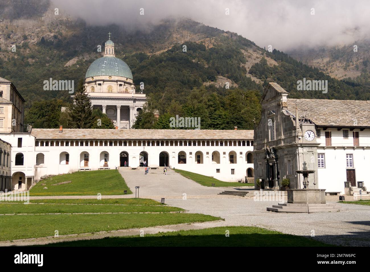 A view of the Oropa religious complex near Biella, Piedmont, Italy Stock Photo