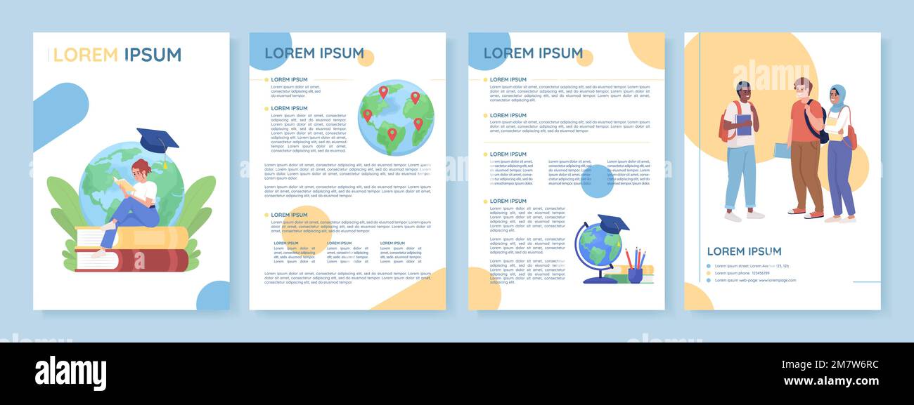 International student flat vector brochure template Stock Vector