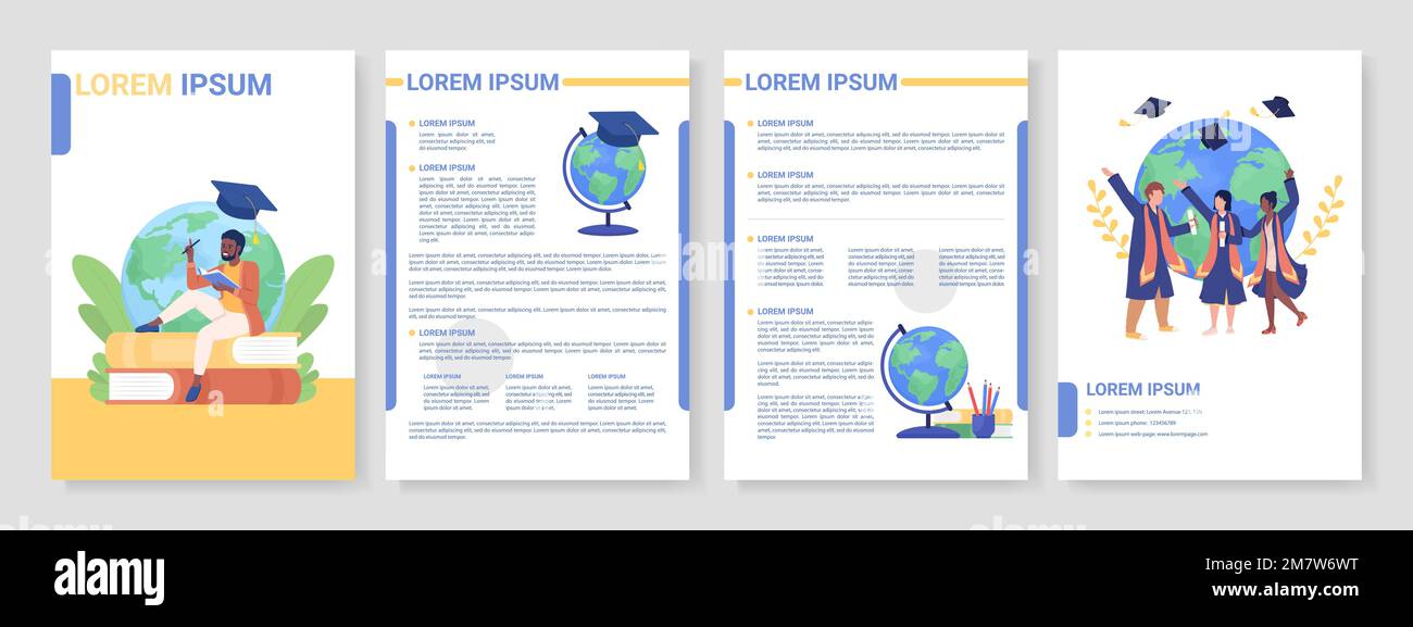Foreign education flat vector brochure template Stock Vector