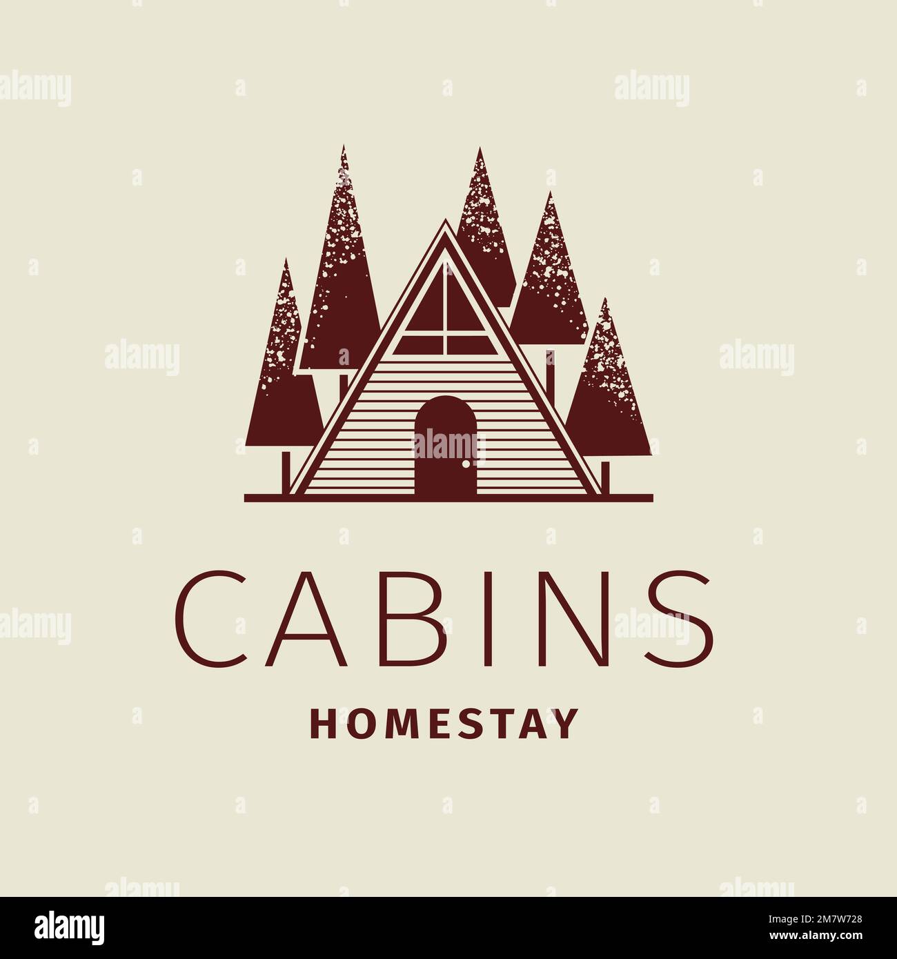 Editable hotel logo vector business corporate identity with cabins homestay text Stock Vector