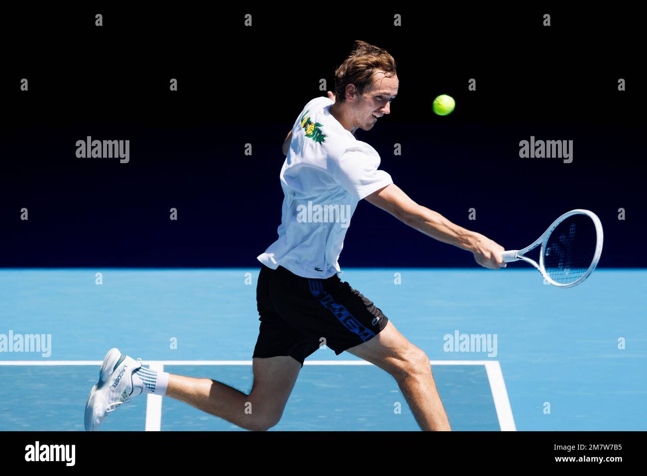 Melbourne, Australia. 11th Jan, 2023. Daniil Medvedev practising on Rod